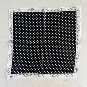 Joseph Ribkoff Classic Satin Poly Polka Dot BandanaSquare Scarf Blk Wht NWOT